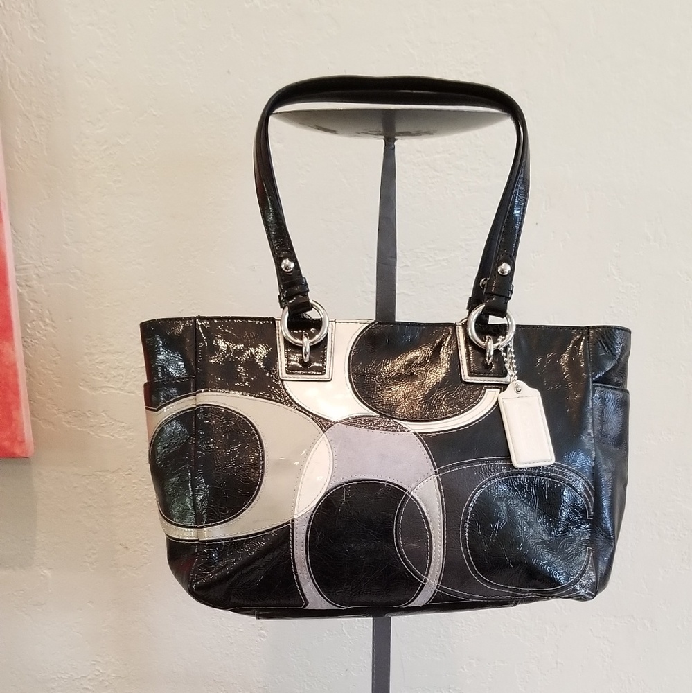 Authentic Coach black patent leather handbag